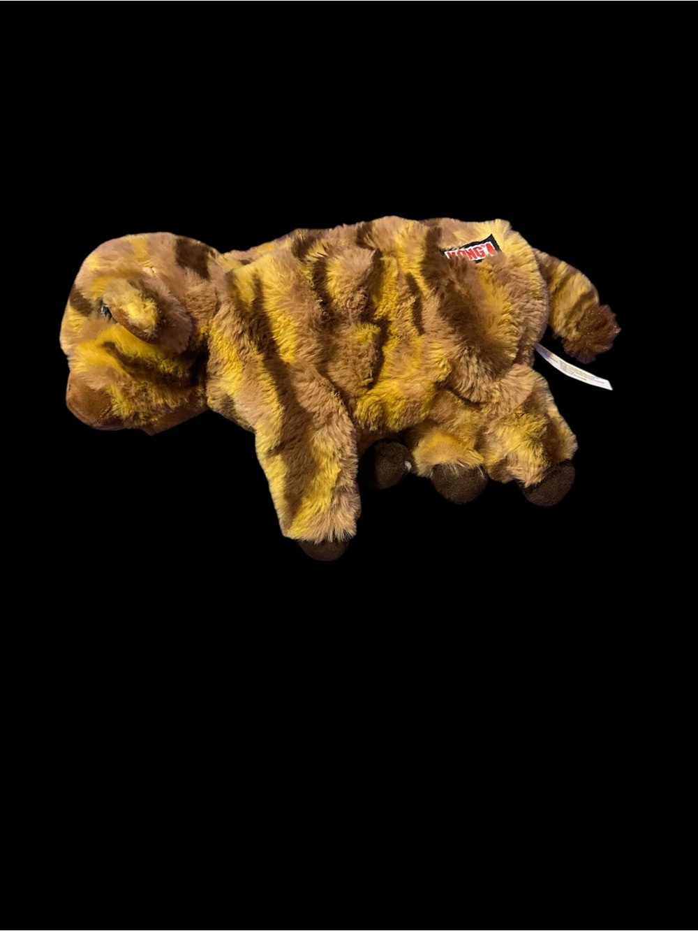 Kong Brown and Yellow Striped Plush Dog Toy
